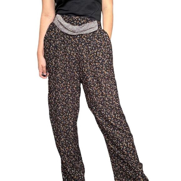 Vintage 80s Norton McNaughton Ditsy Floral Bomber Pants Size 10 Brown Black - Picture 6 of 8